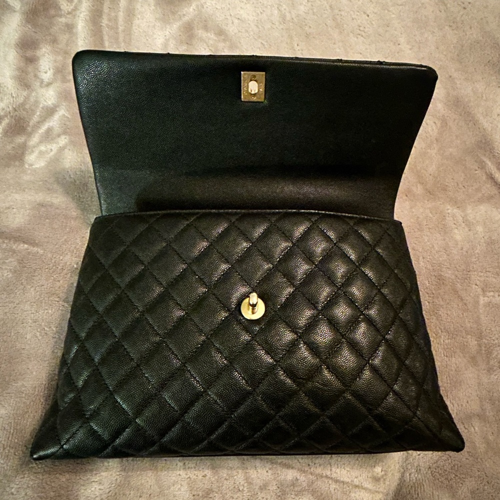CHANEL CAVIAR MEDIUM COCO TOP HANDLE BAG BLACK✨ AUTHENTIC - Picture 10 of 16